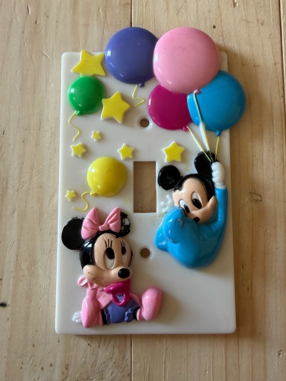 Disney Mickey & Minnie Balloon Light Switch Cover Vintage 1984 Baby Nursery